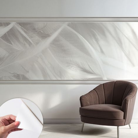 Fototapete Selbstklebend - Wanddekoration - Wandfolie - 3D Tapete Wand - Wohnungsdeko Zarte Federn 250x104 cm (1/5)