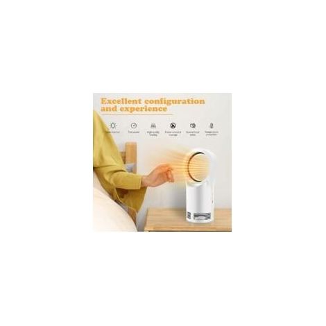 Chauffage Soufflant Électrique salle de bain Economique PTC Radiateur Céramique Sans pales de Ventilateur Adapté aux Enfants 2 Modes économe en énergie pour Chambre Bureau Blanc (1/4)