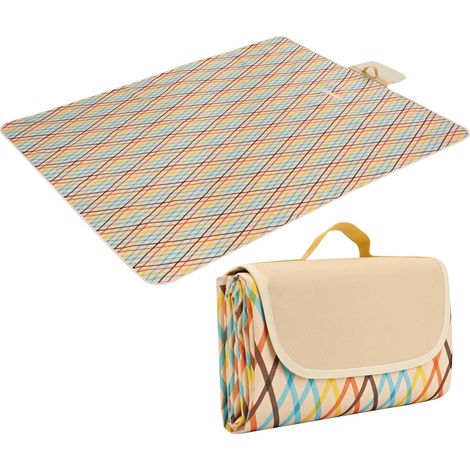 Couverture de pique-nique imperméable - 200 x 200 cm avec poignées - Tapis de plage pliable, lavable et anti-sable - Couverture d'extérieur pour le jardin et le camping (1/5)