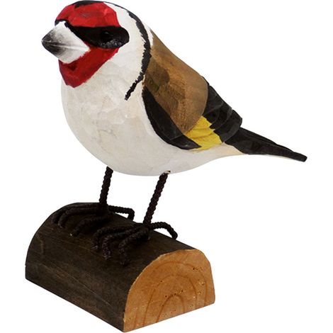 Chardonneret élégant sur bûchette de bois (1/2)