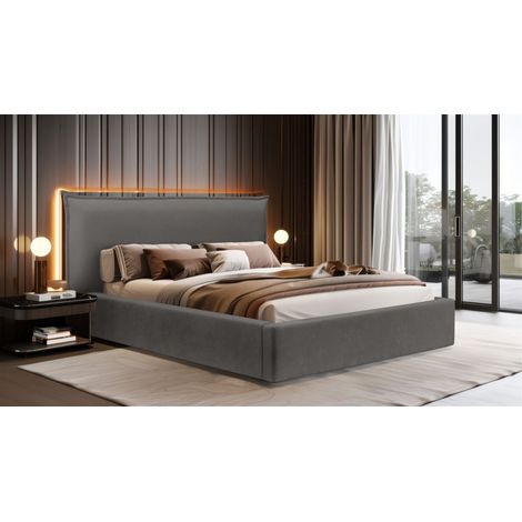 Polsterbett Doppelbett Bett AMADA 180x200cm Komplettset in Stoff Ditra Anthrazit (1/5)
