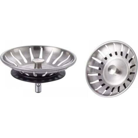Panier de vidange pour évier de cuisine - Filtre universel en acier inoxydable, - Pas de colmatage, pas de débordement,2pcs (1/4)