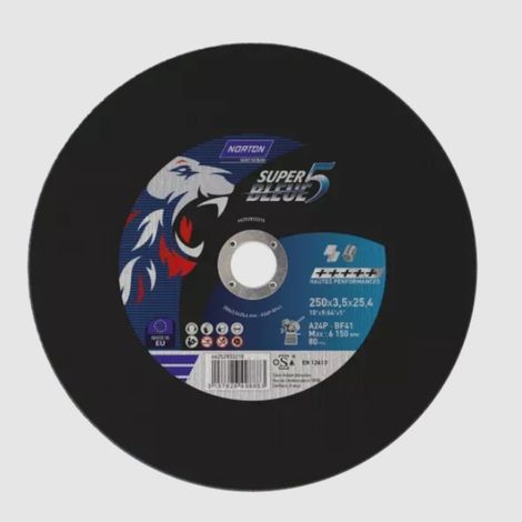 Meule à tronçonner SUPER BLEUE 5 - Ø 350 mm - Épaisseur 4.5 mm - NORTON