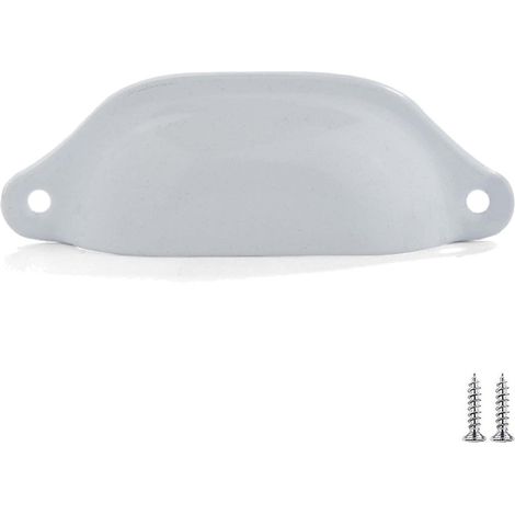 Poignées de tiroir (lot 12) blanches en forme coquillage, 100 mm (1/5)