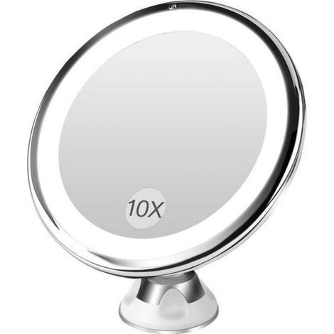 Makeup mirror - BESTOPE - Illuminated model - 10x magnification - 360° rotation - LED lighting (1/4)