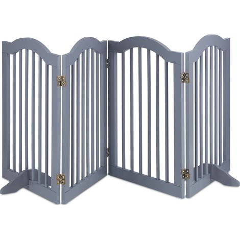 Barrière de sécurité pliable pour animaux 70 x 100 cm installation flexible 4 pans en PVC gris (1/5)