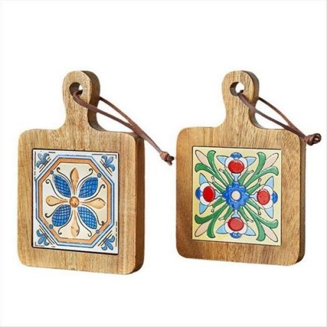 Tapis de Pot Isolants en Carreaux de Bois Massif Sets de Table Rétro pour la Maison Tapis de Table de Cuisine Comme illustré (1/5)