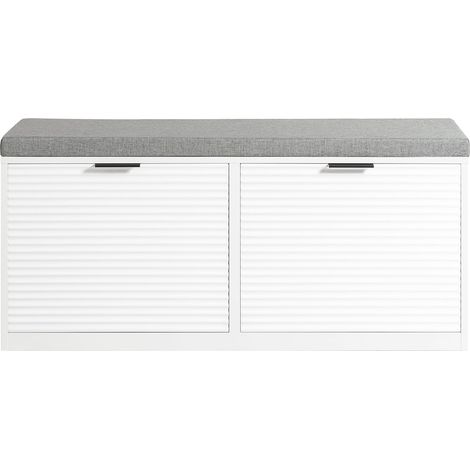 Panca Da Ingresso Scarpiera Con Sedile Scarpiera Con 2 Ribalte Bianco 105x35x48 Cm FSR147-W (1/5)