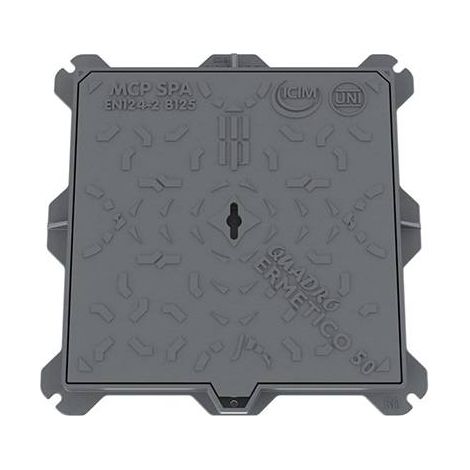 Couvercle en fonte B125 70 x 70 cm – Résistance à la rupture 125 kN – Conformité EN 1563 – Pour canaux de drainage et regards – Senza