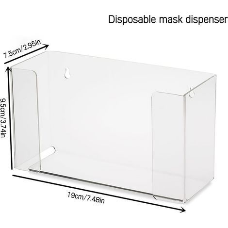 Transparenter, wandmontierter Acryl-Spender für Gesichtsmasken, Handschuhe und Gesichtsbedeckungen, staubdichte Aufbewahrungsbox (1/5)