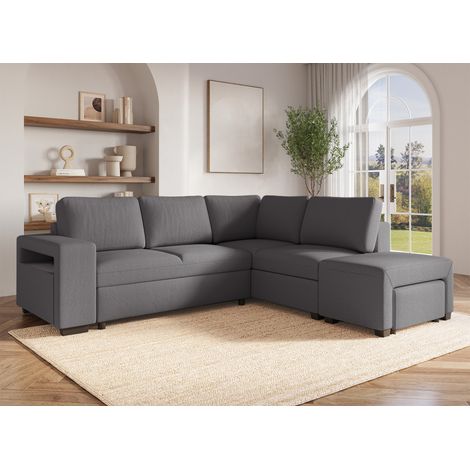 ALBAN - Canapé d'angle convertible en tissu gris foncé ALBAN - Angle droit (1/5)