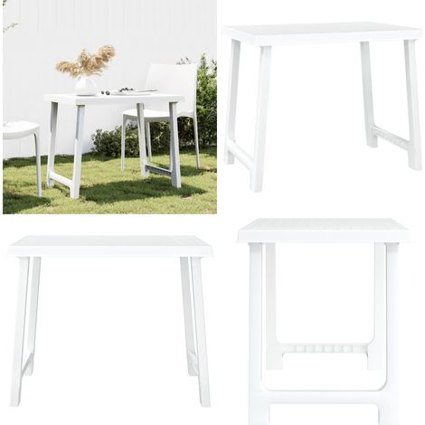 Table de camping blanc 79x56x64 cm PP aspect de bois - Table De Camping - Table De Jardin - Mobilier De Jardin - Table Pliante - Table Extérieure - Home & Living