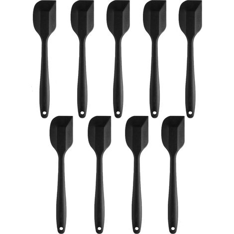 9er Set Silikonspatel 28cm Hitzebeständig bis 260°C BPA-frei Schwarz