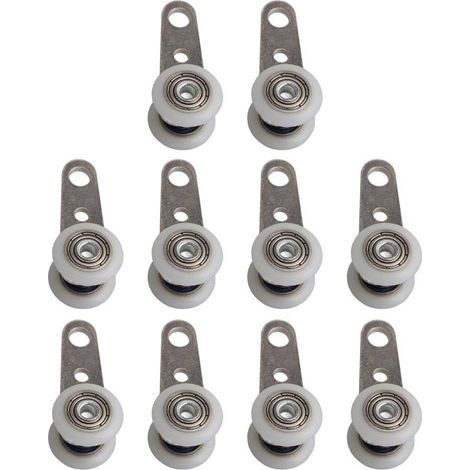Furniture Casters 10 Pieces 45x19mm Metal Bearing Pulley with Two Wheels for Wardrobe, Cabinet, Window, Sliding Doors, Swivel Casters with Brake (1/4)