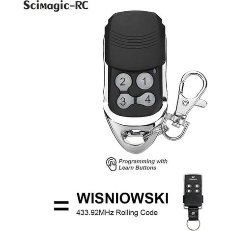 BelleRise - Télécommande Wisniowski 433 MHz 4 canaux à code tournant pour porte de garage 433.92 Pilot Command Control XS5 (1/4)