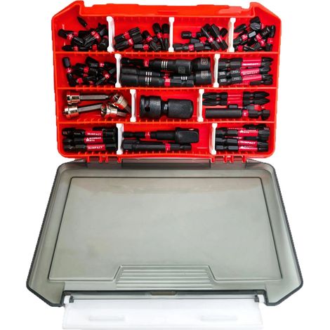 Jeu de Forets à Chocs Magnétiques, 99 Pièces, Matériau Acier S2, Taille de Tête de Vis 3, Boîte de Rangement Portable, Compatible avec Plaques de Plâtre et Travaux du Bois (1/5)