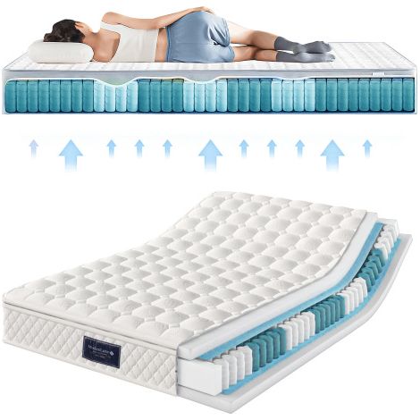 Matelas ressorts 7 zones 140x200cm Oeko-Tex dureté H3 épaisseur 25cm
