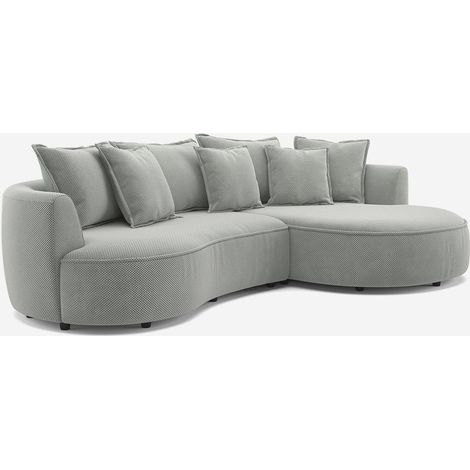 Divano 3 posti velluto design con penisola sinistra Marmolada - Grigio (1/5)