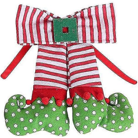 Calcetines navideños clásicos colgantes con forma de pies de elfo, adornos colgantes para el árbol de Navidad, regalo de adorno para el árbol de Navidad (verde) (1/2)