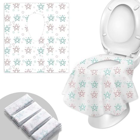 20 Pièces Protege Toilette Jetable, 60x64 cm, Protege Cuvette WC Jetable Portables Protection Toilettes Jetables, Tissu Non Tissé Imperméable, Pour Enfants,Voyage, Hôtel, Centre Commercial, Hôpita (1/5)