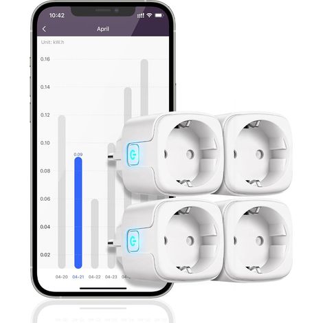 Prise Wi-Fi Intelligente avec Mesure de la Consommation Électrique, Commande via Application, Commande Vocale, Minuterie, Compte à Rebours, Mode Cyclique Aléatoire ZW01SPDP406 (1/5)