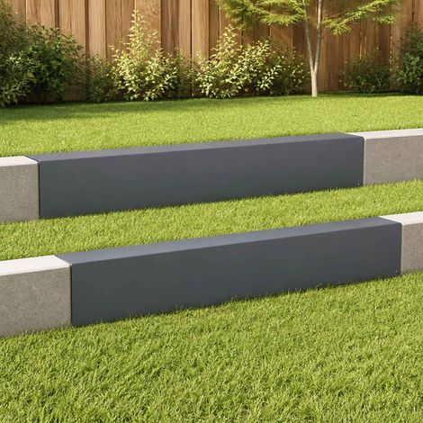 vidaXL Perfil de cobertura para jardín 2 uds. 100 x 10 x 15 cm Acero (1/5)