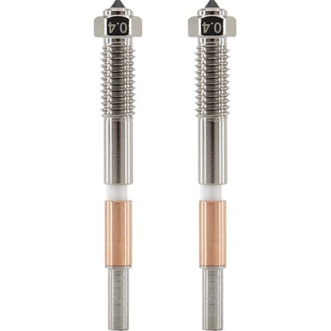 3D-Druckerdüsen – 2er-Pack – Gehärteter Stahl und Kupfer – Hitzebeständig bis 370 °C – Für QIDI Q2 – 0,4 mm Durchmesser