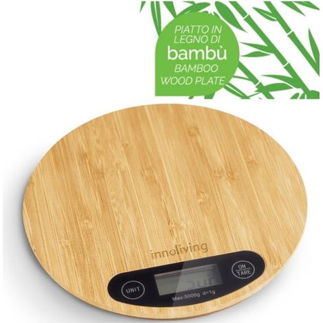 Bilancia da Cucina Digitale in Bamboo Tonda Max 5 Kg Innoliving (1/2)