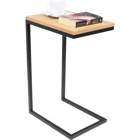 Tavolino laterale realizzato con profili Lancelot in rovere nero (1/4)