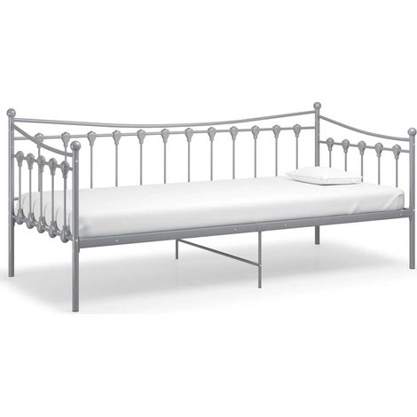 Maison Exclusive - Schlafsofa Bettgestell Grau Metall 90x200 cm (1/5)
