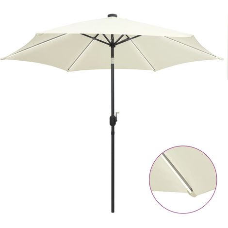 Parasol avec LED et mât en aluminium 300cm Blanc sable (1/5)