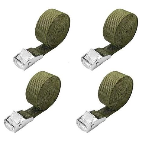 Sangles d'arrimage de 5 m - Lot de 4 Courte Sangle a Cliquet avec Boucle de Serrage 25mm 100kg Sangle Porte Velo, Sangle Moto Extrêmement Robustes