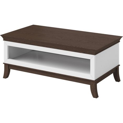 Chic rechteckiger Couchtisch aus der PALACE Kollektion Farbe Weiß und dunkle Eiche