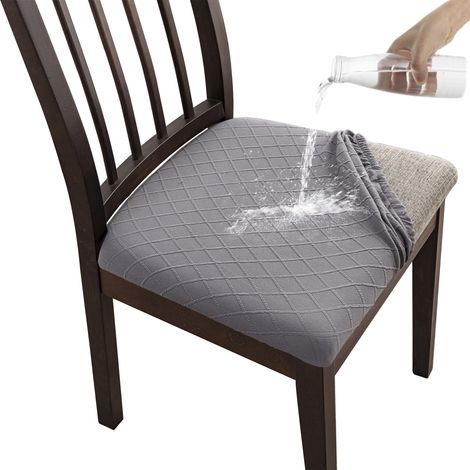 Housse de chaise 6 pièces, housse de chaise de salle à manger, gris clair (1/5)