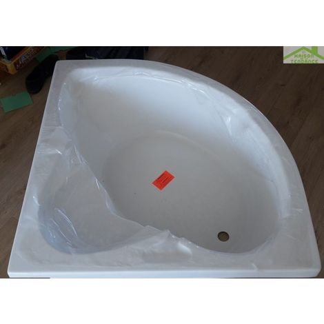 Baignoire d'angle acrylique MYKONOS 105x105 cm-Blanc-Blanc-105 --