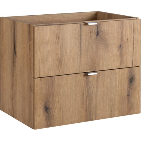 Meuble sous vasque suspendu 2 tiroirs NOVA OAK 80 cm en chêne (1/5)