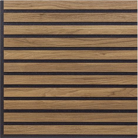 Pannello Singolo Decorativo Murale, Fonoassorbente a Listelli Lineari in Legno, Noce Asia, 55x55 p1,1 cm - Hoogapanel (1/5)