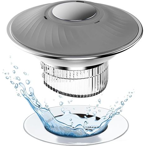 Spülbeckenstöpsel, ausziehbarer Spülbeckenstöpsel mit Edelstahl-Filterkorb, für Spülbecken mit 28–45 mm Durchmesser, magnetisches Design, geruchs- und auslaufsicher, Grau (1/5)