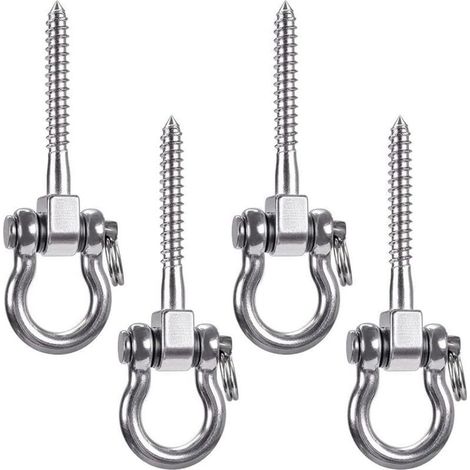 Lot de 4 crochets de balanoire robustes à 180 °, hamac de yoga, corde pour pneus, chaises, sac de sable, sac de frappe, porche (1/4)
