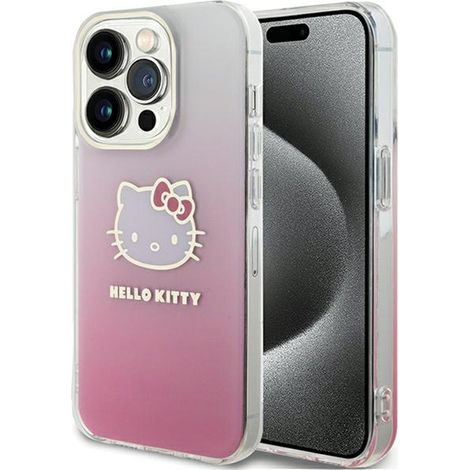 Cover per iPhone 15 Pro Max Hello Kitty IML Gradient Electrop Kitty Head (Rosa) (1/5)