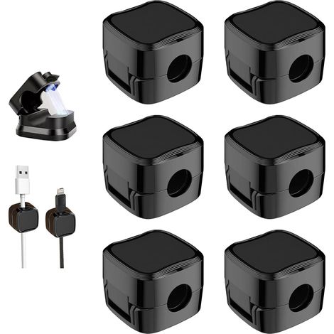 Stück Kabelklemmen, magnetischer Handy-Ladekabelhalter, stark haftender Kabelmanager, Kabel-Organizer, Kabel-Organizer für Schreibtisch, Nachttisch, HDMI, Schwarz (1/5)