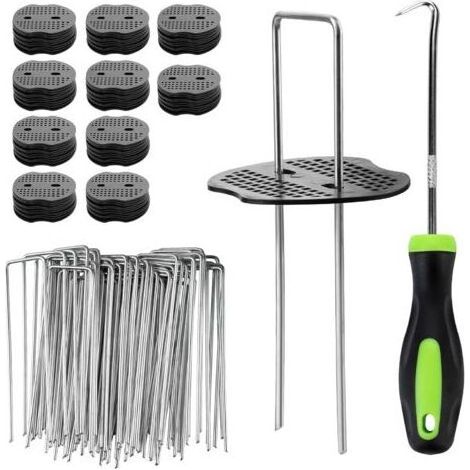100 Pièces Piquets de Fixation de Jardin,Piquets de Jardin avec 100 Rondelles Piquets de Fixation Tente - 150x36mm Ø 3mm (1/5)