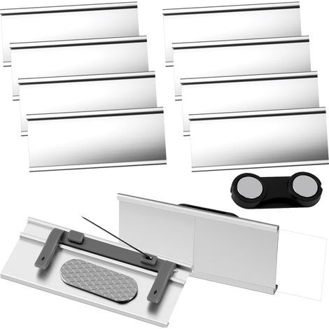 Packung mit 10 magnetischen Ausweishaltern für Kleidung mit Doppelmagnet und Papierschlitz, 72x35mm Aluminium-Ausweishalter für Arbeit, Ausstellungen, Restaurants und Schulen. (1/5)