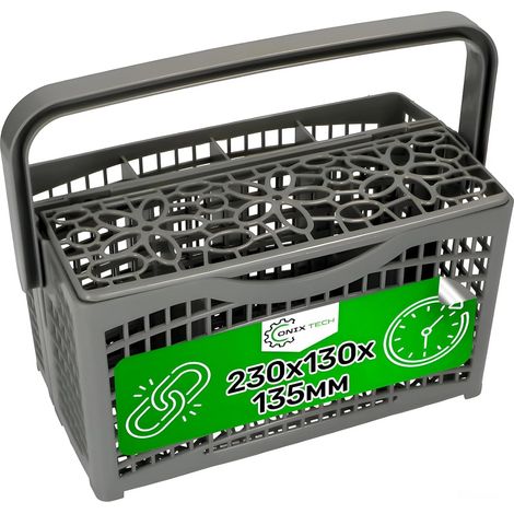1 - Panier A Couverts - Accessoire Lave Vaisselle - Universel Compatible Multiples Marques - Poignée Ergonomique Résistant Chaleur - Pour Lavage Quotidien - Gris - 23x13x13,5cm (1/5)