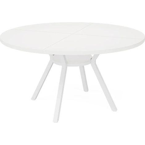 CHICFURN Tavolo da pranzo rotondo 120 cm in legno e metallo bianco per 4-6 persone (1/5)