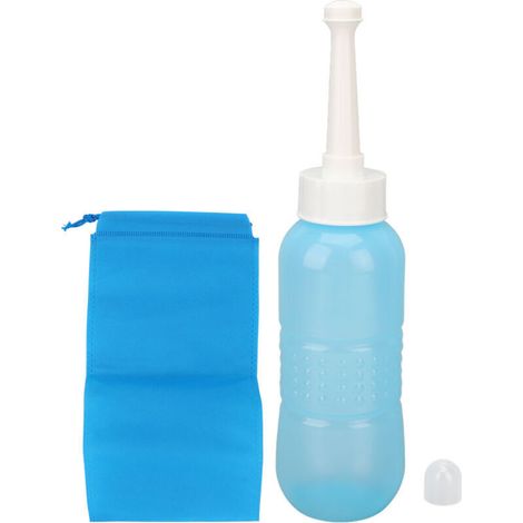 Bidon de Voyage Portable 450ML pour Soins Postpartum, Bidet Maniable avec Sac de Rangement et Embout Droit, Idéal Camping et Randonnée (1/5)