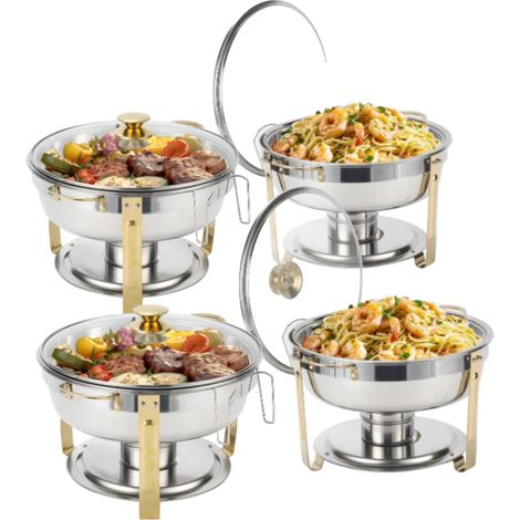 Plat à réchaud, Couvercle en verre, Facile à nettoyer, 4 Pcs (1/2)