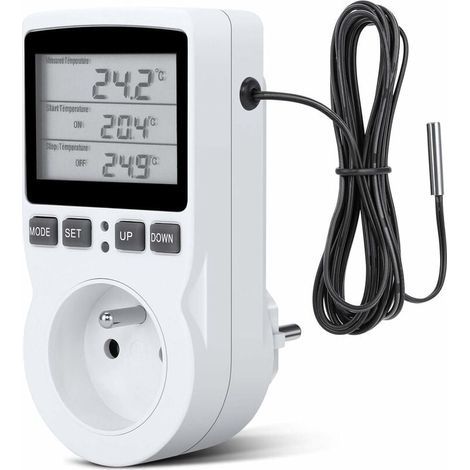 Prise Thermostat, Prise Minuteur Digital, Prise Programmable Digitale avec Sonde, Minuterie Numérique Programmable, Prise Thermostat chauffage pour Serre, Aquarium (1/5)