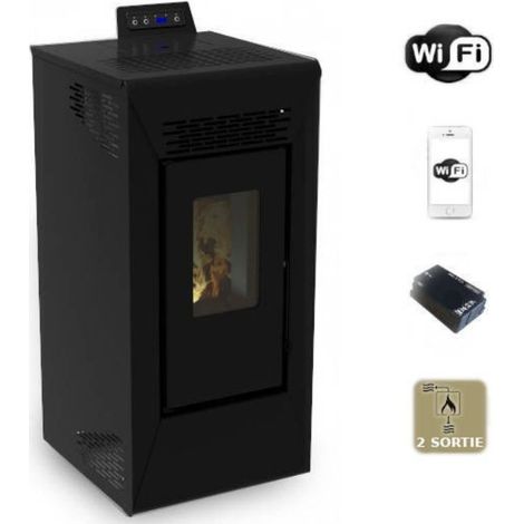Stufa a pellet canalizzata Courmayeur con wifi nero