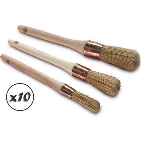 Set de 3 pinceaux pouce soie professionnels Lot de 10 sets n°3/0 n°2 n°4 Peinture huile acrylique vernis émaux colle lasure teinture apprêt résine Kibros LOT3370x10 (1/5)